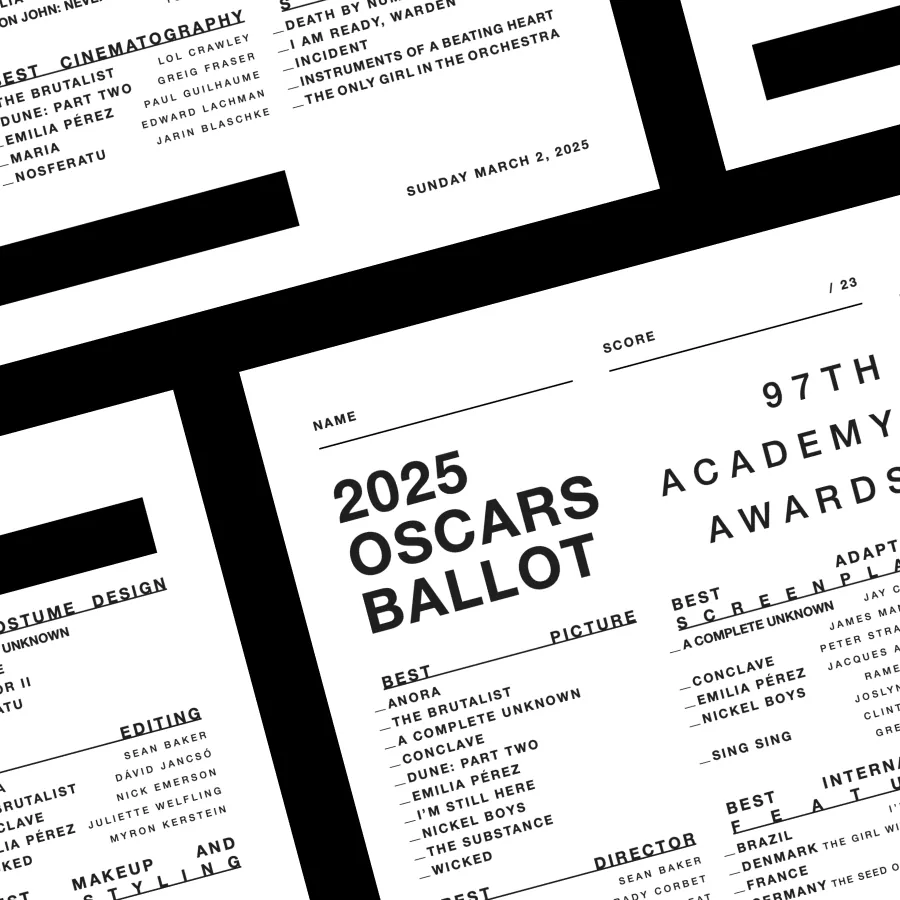 Modernist Oscars ballot for 2025